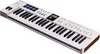 A white Arturia KeyLab Essential 49 MK3 MIDI keyboard controller is shown from a slightly elevated diagonal angle against a white background. Produktbild-Vorschau