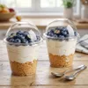 Dessertbecher 50er Set 270 ml - transparent aus PET mit Deckel und Kuppel Náhľad obrázku produktu