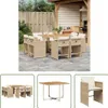 The Living Store 9-tlg. Garten-Essgruppe mit Kissen Beige Produktbild-Vorschau 1