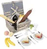 Picknickkorb geflochtene Weide shabby style 2 Personen Produktbild-Vorschau 3