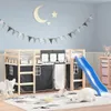 vidaXL Záclony pro podkrovní postel bílý a černý polyester Náhled obrázku produktu 2