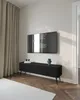 A modern living room with a TV mounted on the wall above a black TV stand. Anteprima dell’immagine prodotto