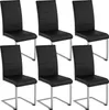 A set of six black dining chairs with silver metal frames are arranged in two rows of three against a white background. Náhled obrázku produktu