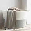 Cloris Designermöbel Wäschekorb Grau und Weiß Ø60x36 cm Produktbild-Vorschau 1