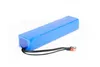 A blue battery pack with a black wire and connector, isolated on a white background. Produktbild-Vorschau
