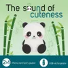 A cartoon panda is shown in the center of the image, surrounded by bamboo stalks and musical notes. Text at the top reads 'The sound of cuteness'. The bottom of the image has icons and text indicating '2in1 Phone stand and speaker' and 'USB rechargeable'. Produktbild-Vorschau