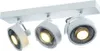 A white track light fixture with three adjustable spotlights. Podgląd zdjęcia produktu