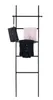 A black ladder-style towel rack with a black clutch and a pink garment draped over it. Anteprima dell’immagine prodotto