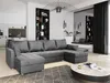 A modern living room with a large sectional sofa, shelves with decor, and a coffee table. Produktbild-Vorschau