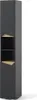 A tall, narrow cabinet with two open shelves and a wooden accent on the top and bottom shelf. Náhled obrázku produktu