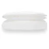 A white comforter and pillow are neatly stacked on a white background. Produktbild-Vorschau
