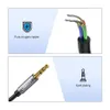 The image displays two sections, each highlighting a feature of an audio cable. The top section shows a close-up of the cable's internal wires and a graphic indicating 'Pure-oxygen copper'. The bottom section shows the 3.5mm audio jack with 'UGREEN' brandi Produktbild-Vorschau