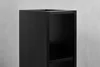 A close-up view of a black modular shelf unit. Náhľad obrázku produktu