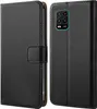 A black flip case for a smartphone is shown from the front and back. Produktbild-Vorschau