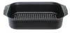 A black roasting pan with a perforated insert, shown from a slightly elevated front-left angle against a white background. Produktbild-Vorschau