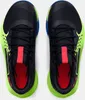 A top-down view of a pair of black and neon green basketball shoes. Produktbild-Vorschau