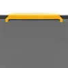 A close-up view of the top edge of a gray storage box with a yellow handle. Produktbild-Vorschau