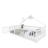 A white wooden children's bed with a house-shaped canopy and safety rails, set against a white background. Podgląd zdjęcia produktu