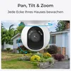A security camera is shown in front of a house with a garden. Produktbild-Vorschau