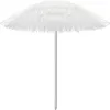 A white beach umbrella with a fringed canopy and a thin pole. Produktbild-Vorschau