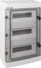 A white electrical distribution box with a transparent door. Produktbild-Vorschau