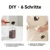 Collage showing steps to make coffee using a grinder and beans. Produktbild-Vorschau
