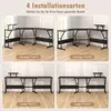 A collage of four different configurations of a black L-shaped desk and a long desk, each with an optional monitor stand. Anteprima dell’immagine prodotto