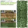A collage showing a fence before and after being covered with artificial greenery, and a separate image of the green privacy screen. Produktbild-Vorschau
