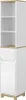 A white and wood-colored cabinet with shelves and drawers. Voir les images du produit