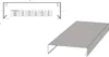 A diagram showing dimensions and a table of specifications for a metal flashing product, alongside a 3D rendering of the product. Produktbild-Vorschau
