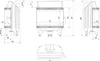 Technical drawing with dimensions of a fireplace insert. Podgląd zdjęcia produktu