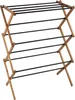 A wooden folding drying rack with black bars against a white background. Anteprima dell’immagine prodotto