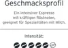 A text-based description of a coffee's flavor profile and intensity. Produktbild-Vorschau