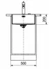 A technical drawing of a kitchen sink with dimensions. Náhled obrázku produktu