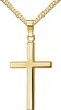 A gold cross pendant on a gold chain, isolated on a white background. Produktbild-Vorschau