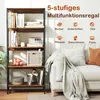 A multi-shelf bookcase filled with books and decorative items, placed next to a sofa with a blanket. Podgląd zdjęcia produktu