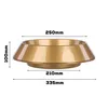 A gold-colored decorative bowl with dimensions indicated by measurement lines and text. Produktbild-Vorschau