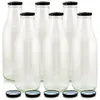 Milch Glasflaschen transparent im Set mit 6 Flaschen und Ersatzdeckeln schwarz Produktbild-Vorschau