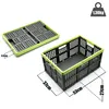 A folded and an unfolded collapsible crate are shown against a white background, with dimensions and weight indicated. Produktbild-Vorschau