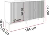 A line drawing of a three-door dresser with dimensions indicated. Produktbild-Vorschau