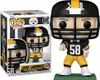 A Funko Pop! vinyl figure of NFL player Jack Lambert in his Pittsburgh Steelers uniform, displayed next to its packaging. Anteprima dell’immagine prodotto