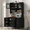 Hochschrank mit Lochbrett & Massivholzbeinen, Barschrank Produktbild-Vorschau 3