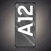 A smartphone screen displaying large white text 'A12' against a dark, textured background with subtle lighting effects. Produktbild-Vorschau