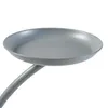 A close-up of a gray metal plant stand with a shallow dish on top. Náhľad obrázku produktu