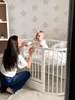 Dětská postýlka KOTTO OLIN Oval, buková, bílá – bukové Náhled obrázku produktu 8