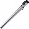 A silver metal telescopic tube with black plastic connectors on a white background. Voir les images du produit