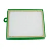 A rectangular air filter with a pleated white filter material encased in a green plastic frame. Produktbild-Vorschau