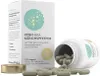 A box of Cosphera Mönchspfeffer supplements stands next to an open bottle with capsules spilled out. Produktbild-Vorschau