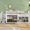 MODFU Hochbett Kinderbett 90x200cm mit Schrank und Produktbild-Vorschau 1