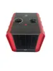 A red and black electric heater is shown from a top-down perspective against a white background. Produktbild-Vorschau